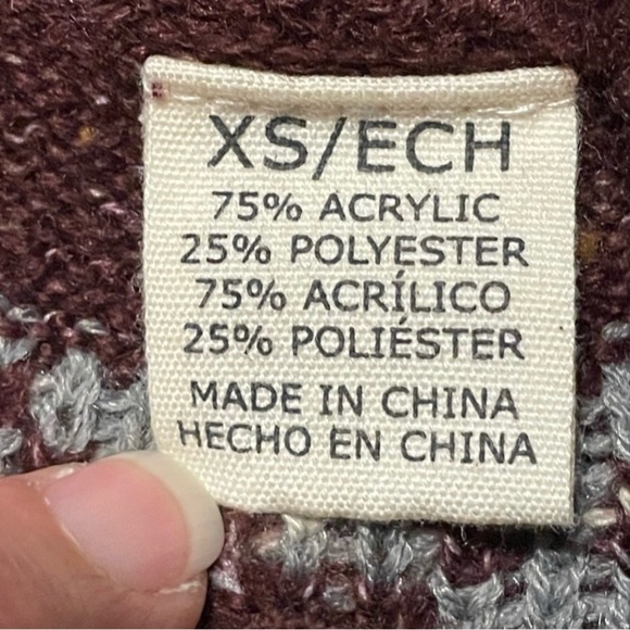 Original Weatherproof Vintage Maroon & Gray Fairisle Sweater - Sz XS - Picture 5 of 12